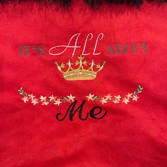 Vintage 90s retro Red faux suede Tote Bag with fuzzy Black Accents. GUC! - Picture 2 of 7